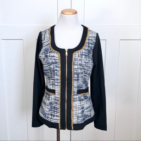 Boston Proper Jackets & Blazers - ❌SOLD❌Boston Proper Tweed Front Chain Jacket
